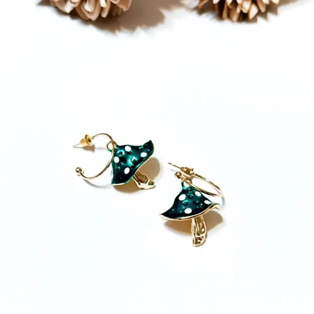 Mushroom  hoop  earrings  M130